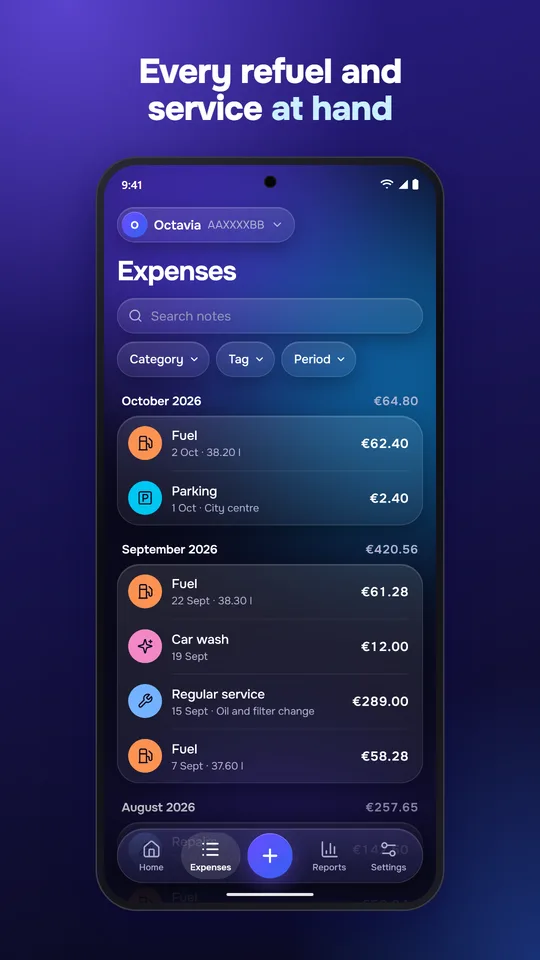 Expenses grouped by month